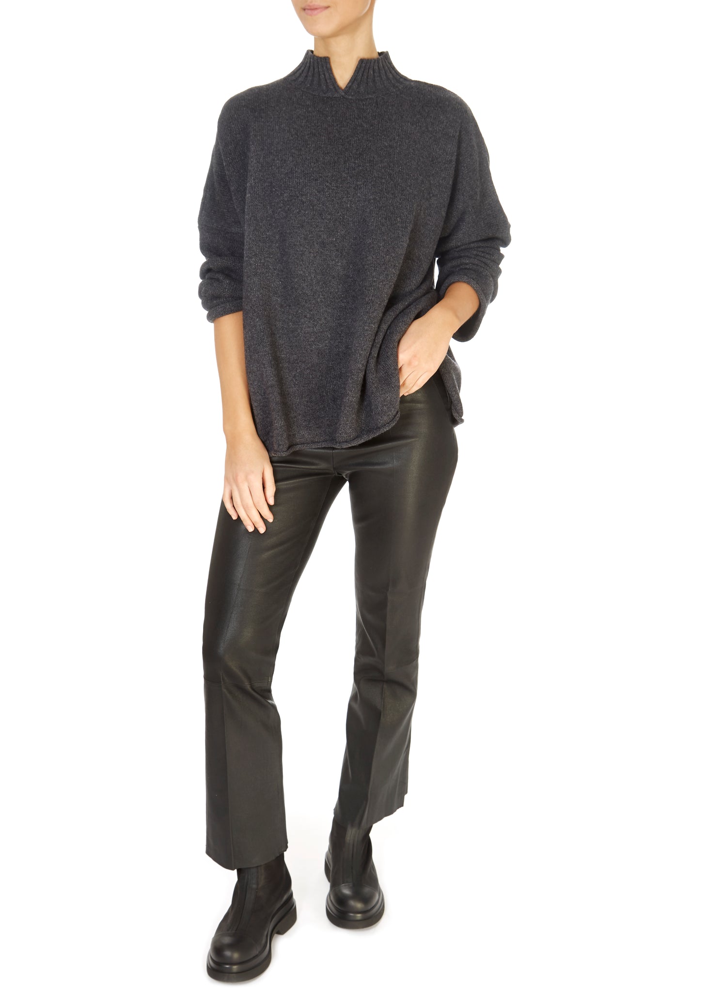 'Stella' Graphite Grey Cashmere Sweater - Jessimara