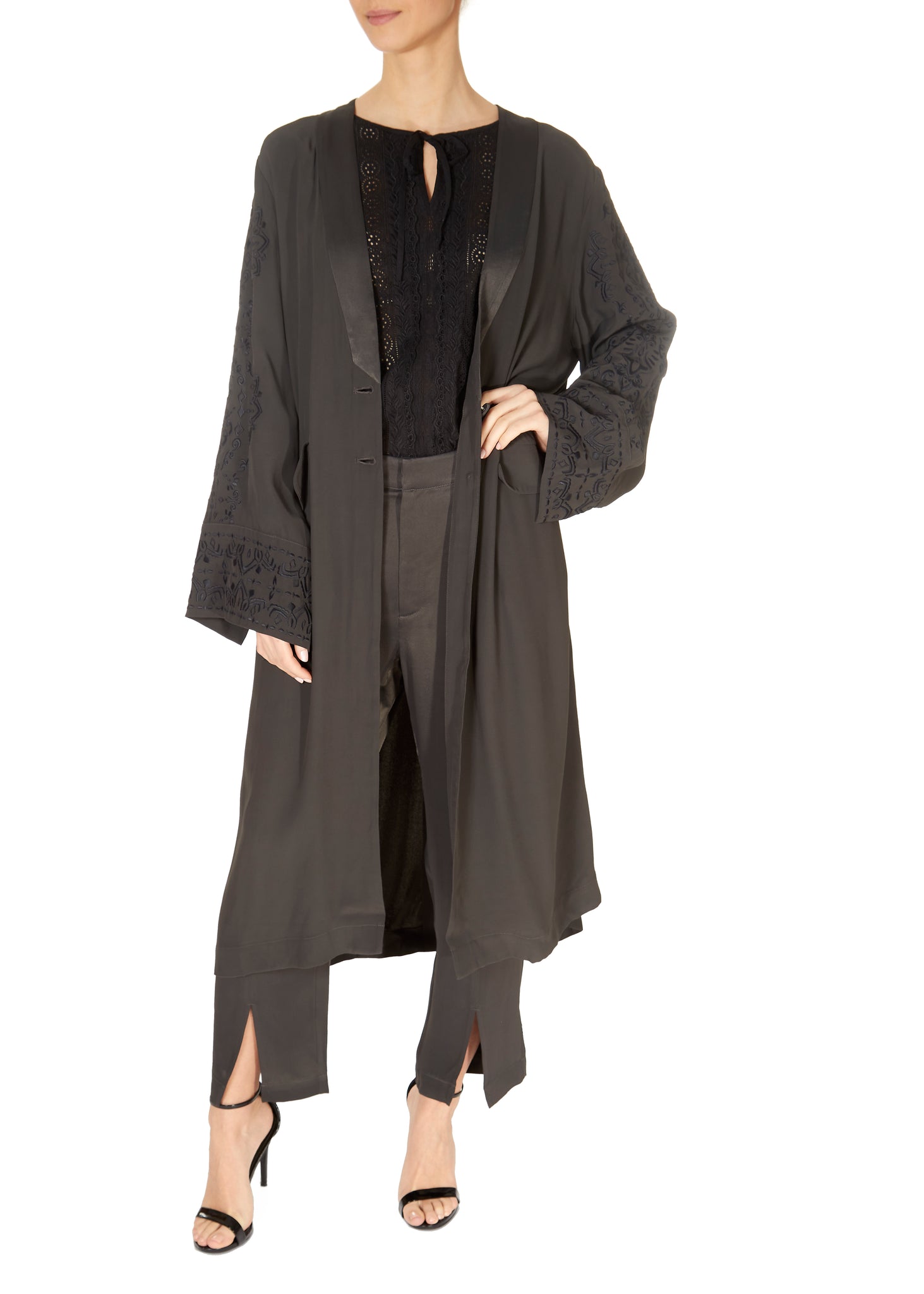 'Superiour' Asphalt Grey Long Lightweight Jacket - Jessimara
