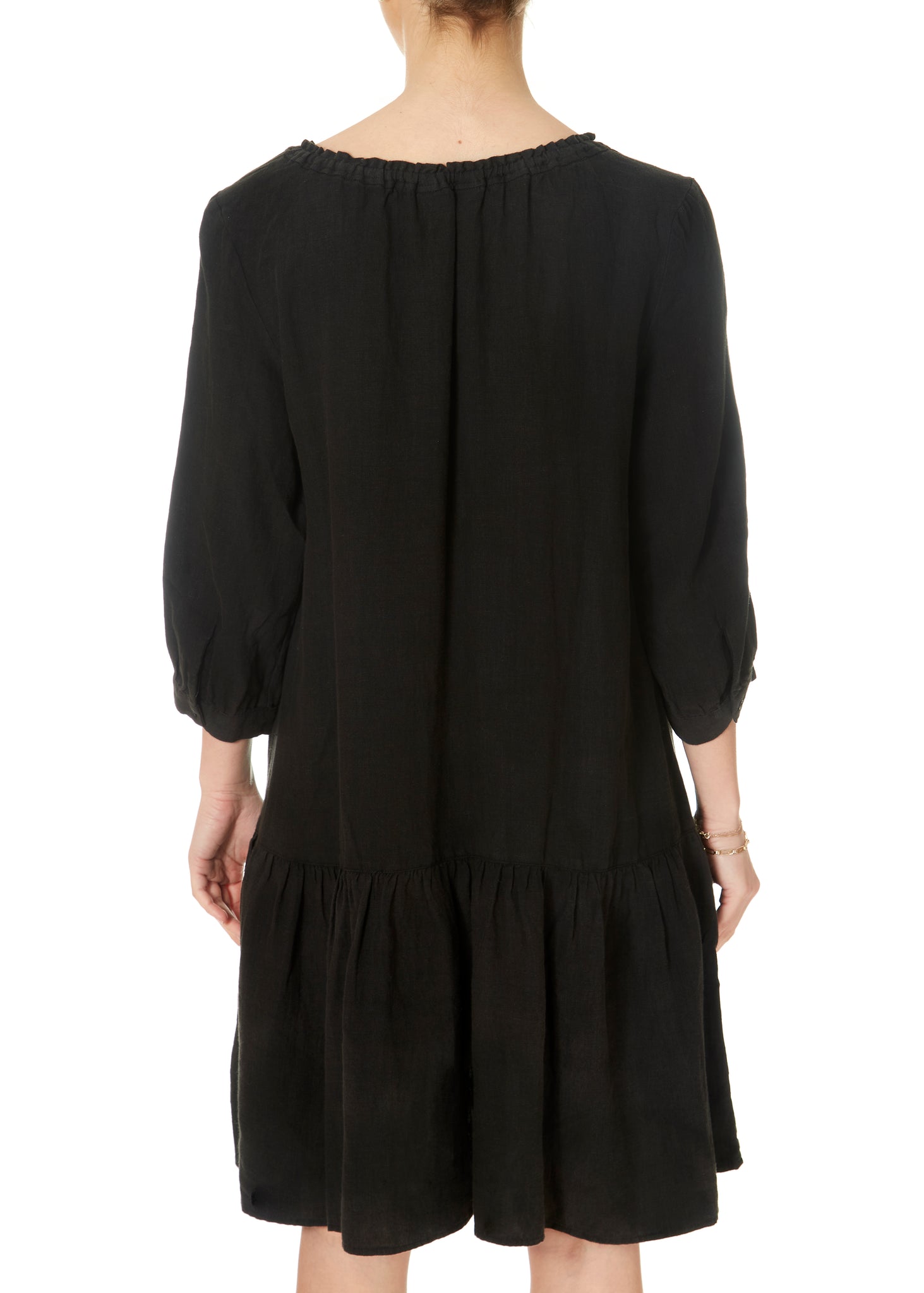 Chania Black Linen Dress