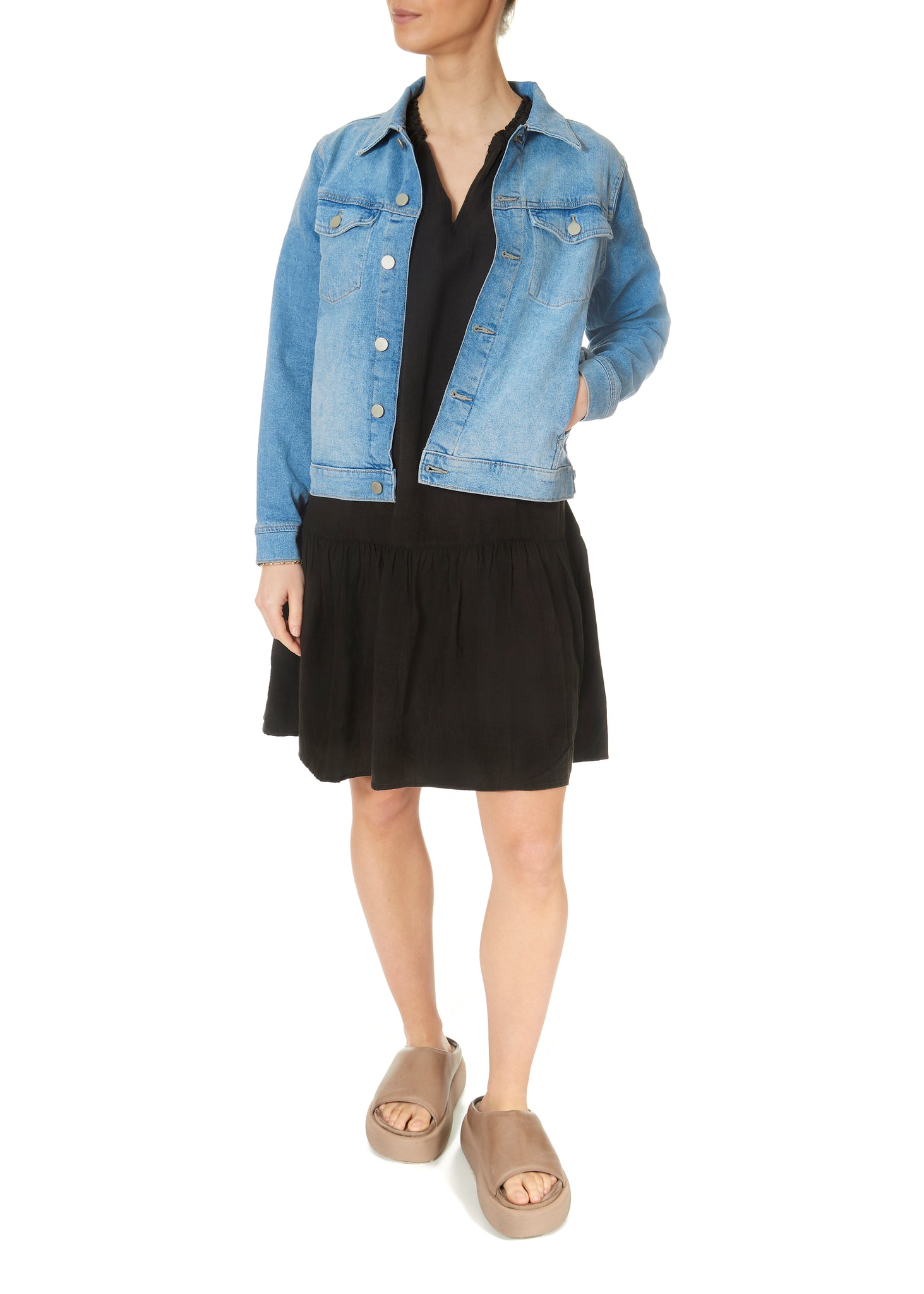 Chania Black Linen Dress