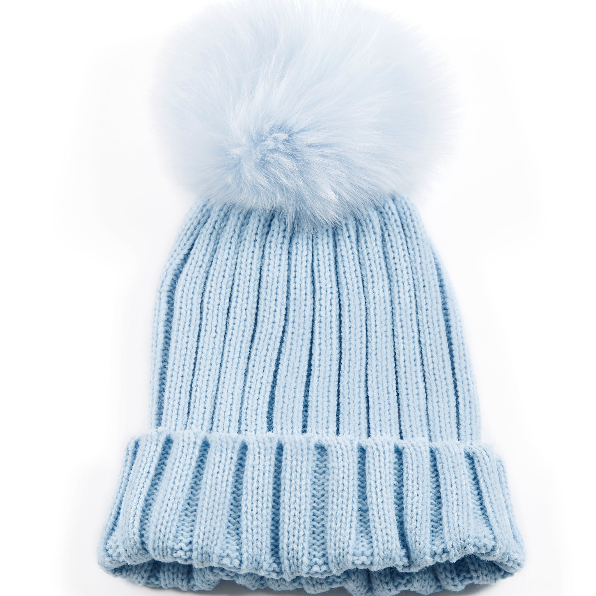 Fur5Eight Baby Blue Fur Pom Hat