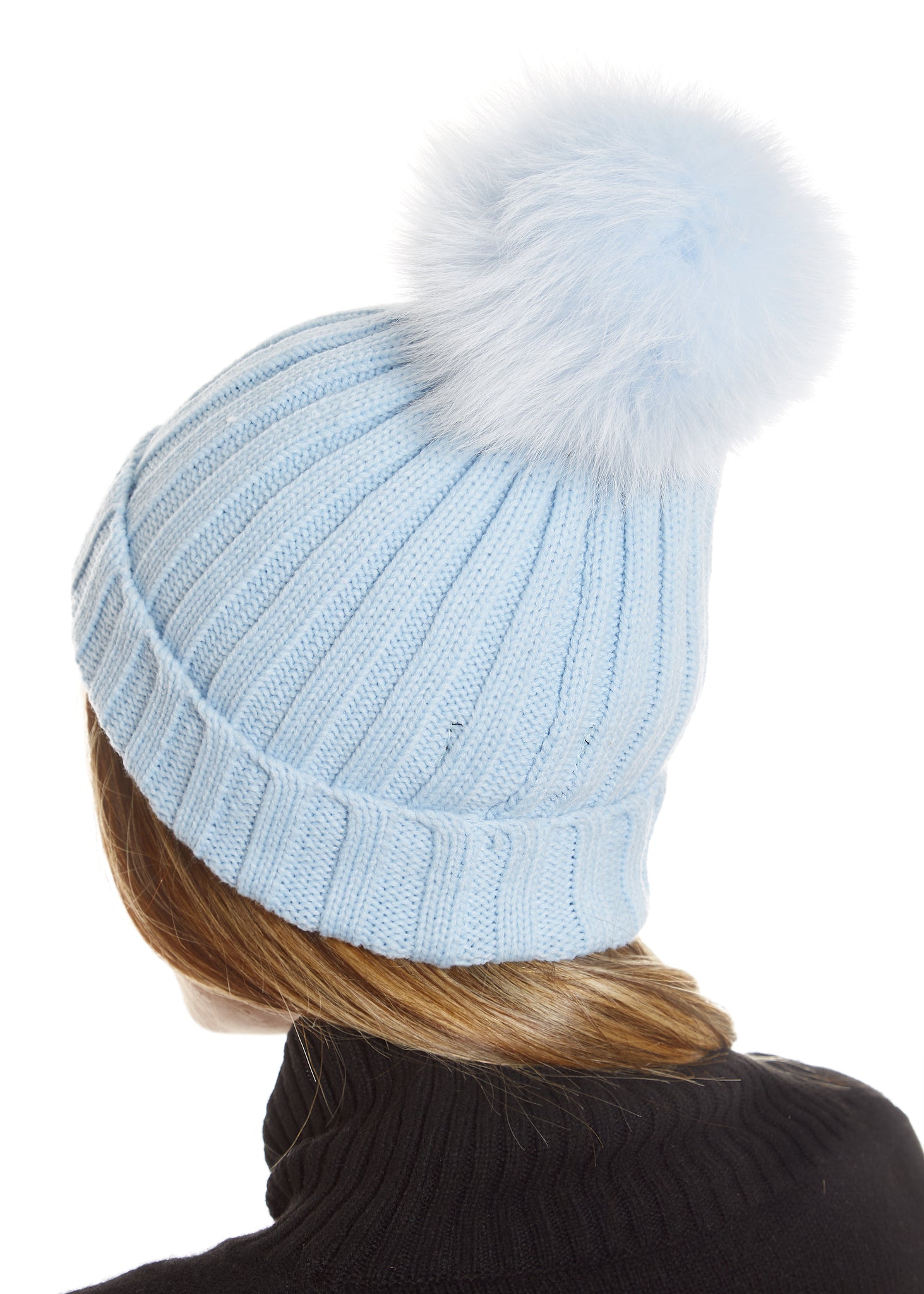 Fur5Eight Baby Blue Fur Pom Hat