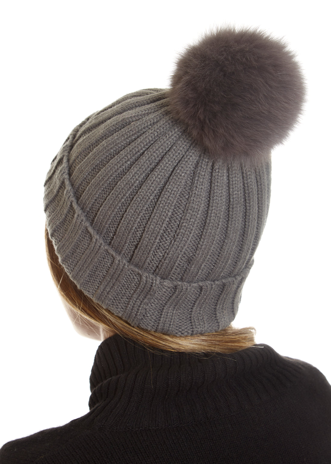 Fur5Eight Dark Grey Fur Pom Hat