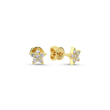 Yellow 14K Gold Diamond Stars Stud Earrings - Jessimara