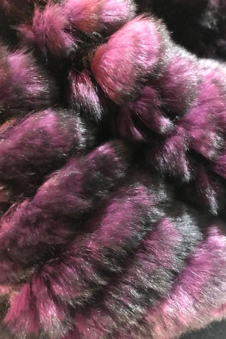 Purple Snowtop Knitted Real Rex Rabbit Fur Single Snood Scarf - Jessimara