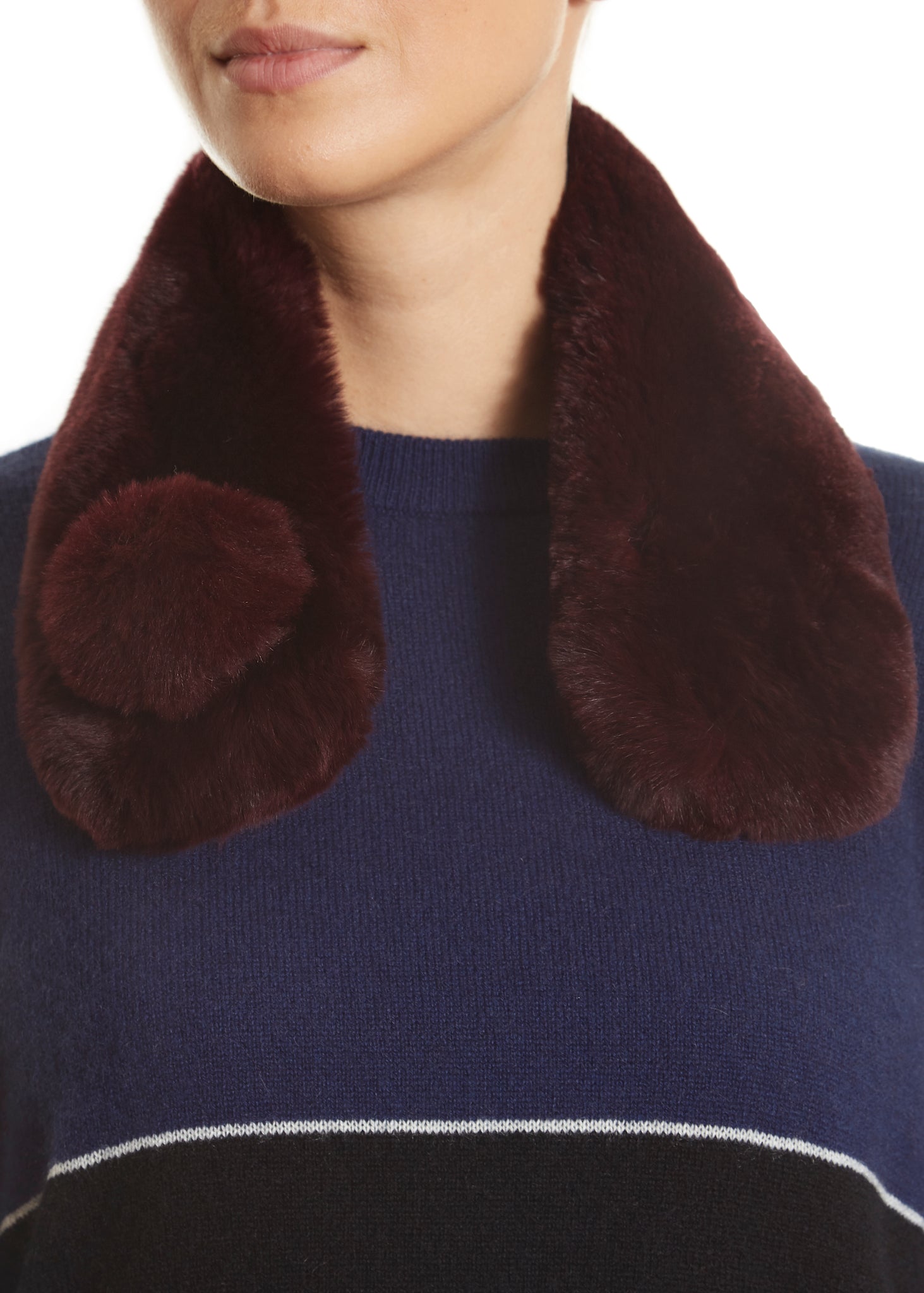Burgundy Magnetic Real Rex Rabbit Bobble Scarf - Jessimara