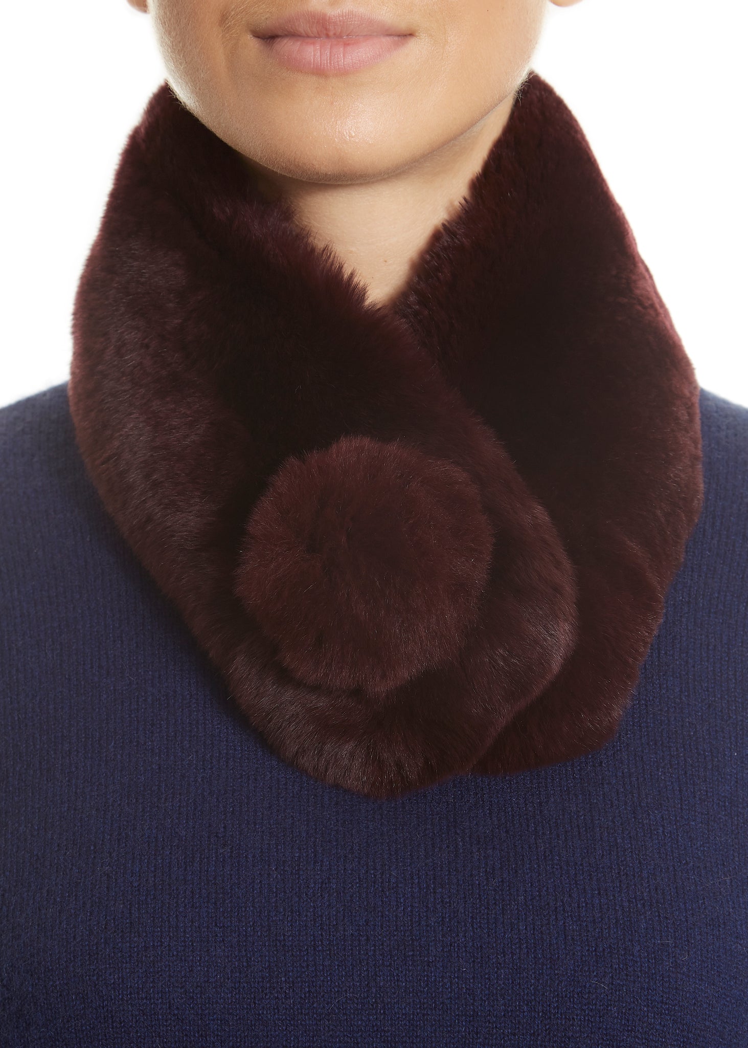 Burgundy Magnetic Real Rex Rabbit Bobble Scarf - Jessimara
