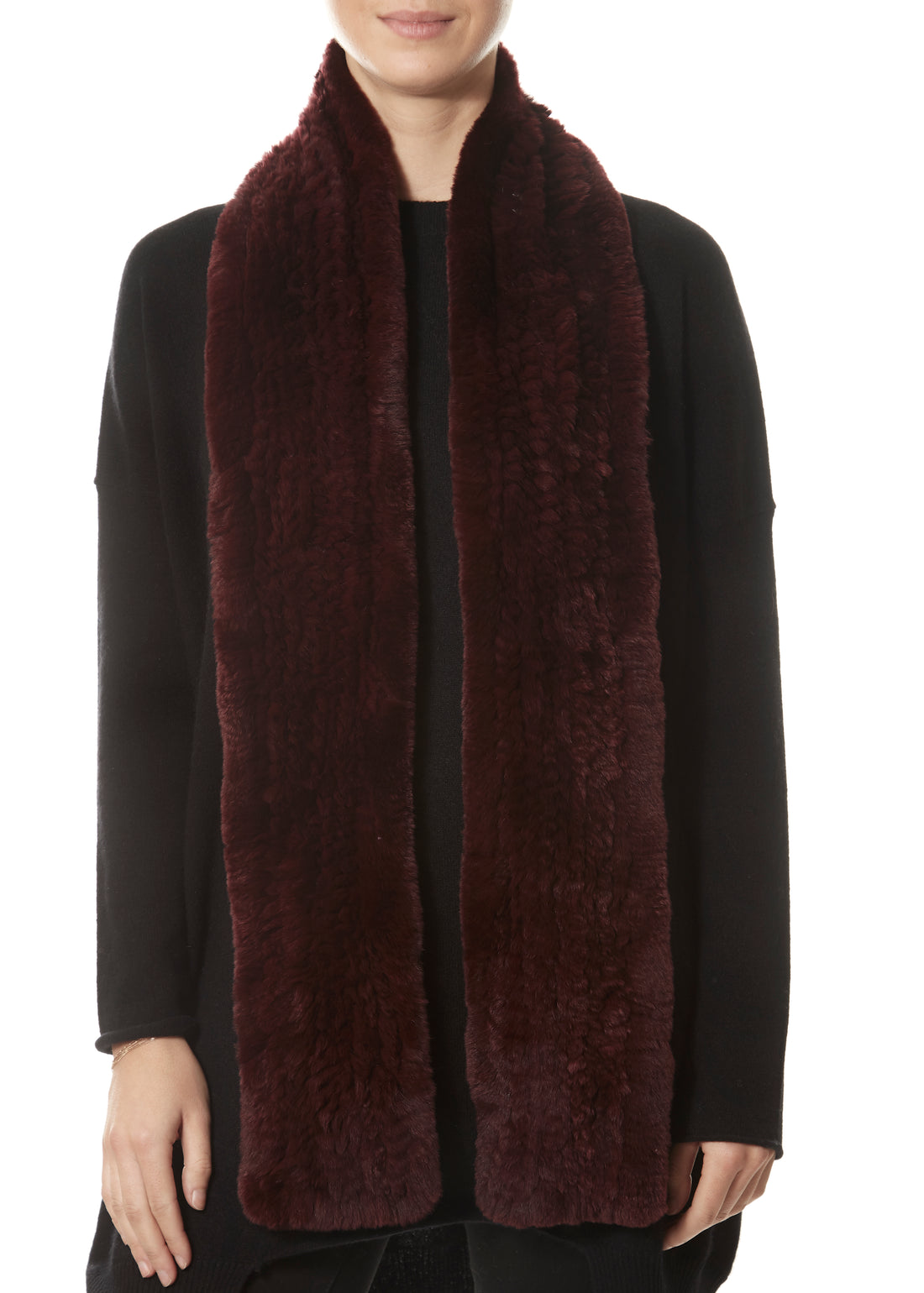 Wine 'Open' Real Rex Rabbit Fur Scarf - Jessimara