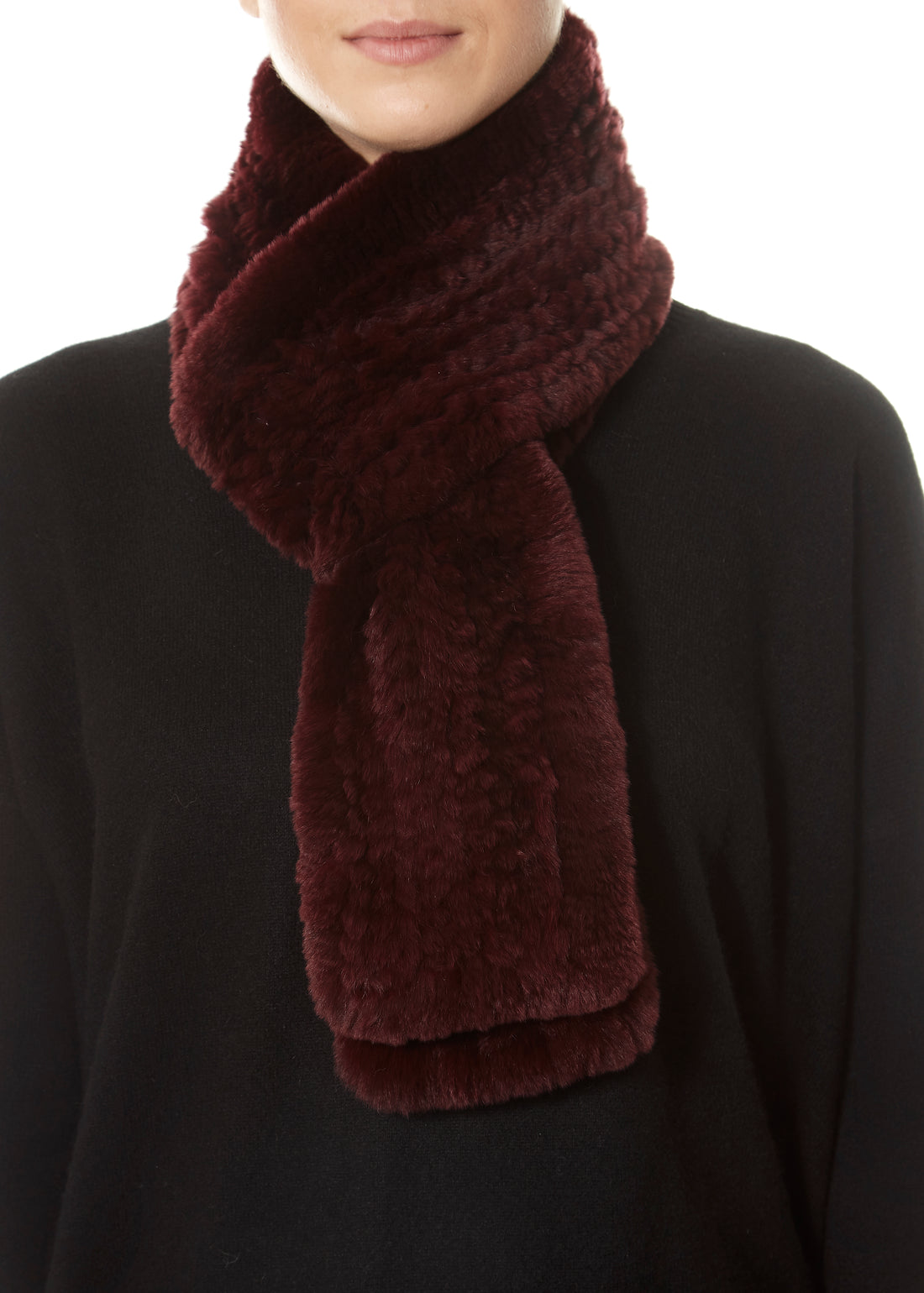 Wine 'Open' Real Rex Rabbit Fur Scarf - Jessimara