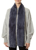 Dark Denim Blue Open Real Rex Rabbit Fur Scarf - Jessimara