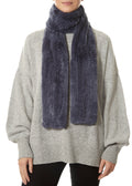 Dark Denim Blue Open Real Rex Rabbit Fur Scarf - Jessimara