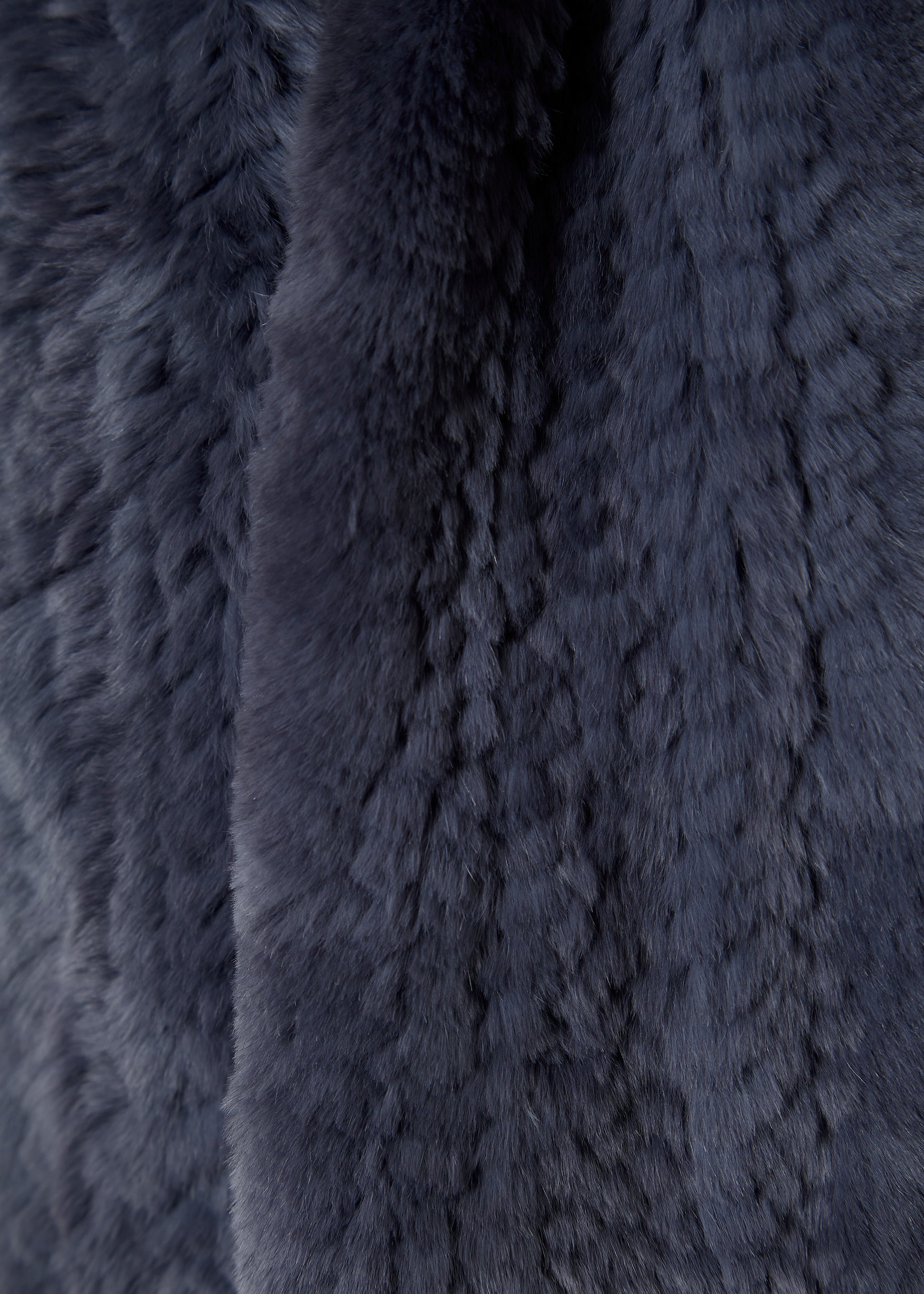 Dark Denim Blue Open Real Rex Rabbit Fur Scarf - Jessimara