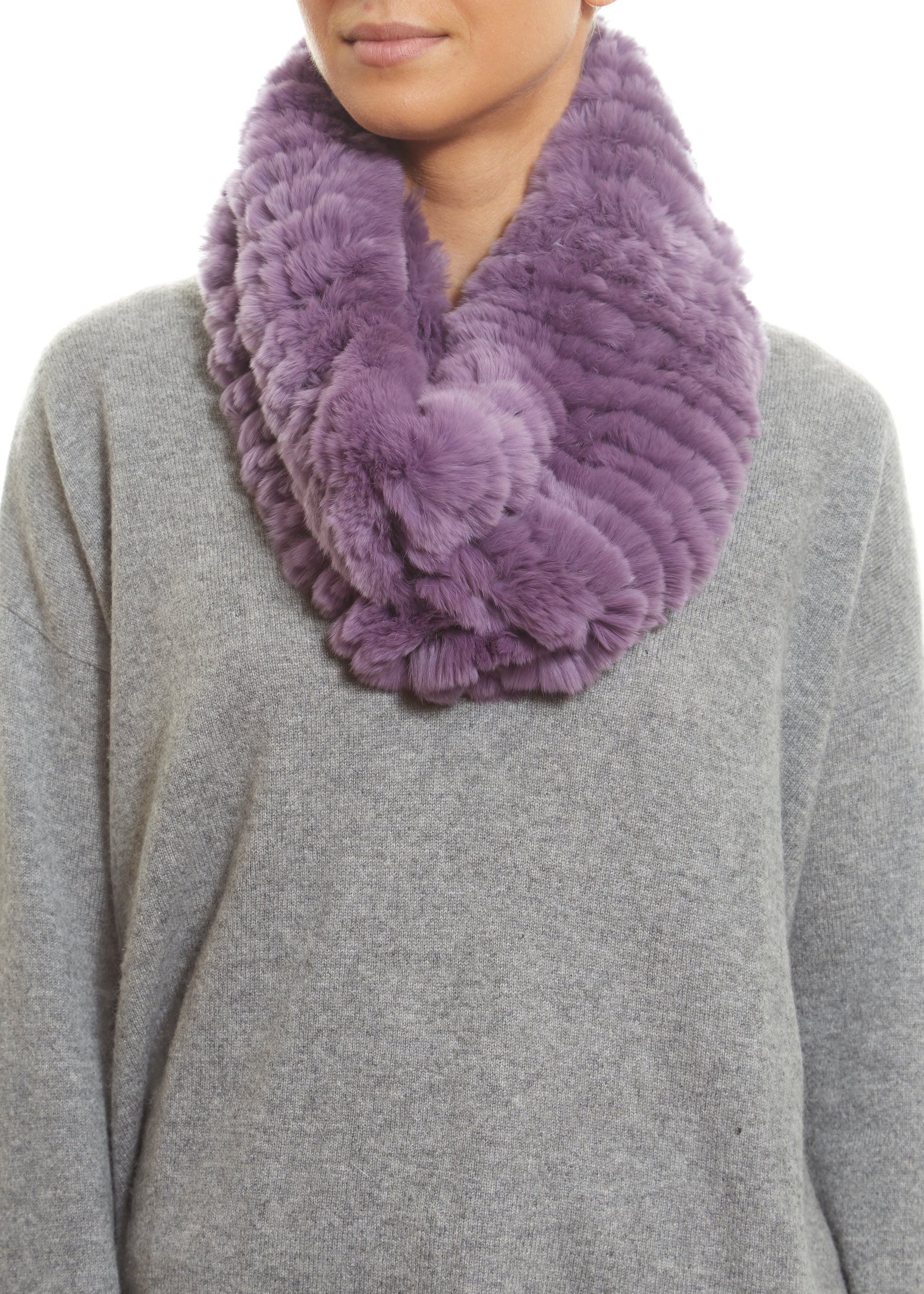 Lilac Real Rex Rabbit Fur Single Snood - Jessimara