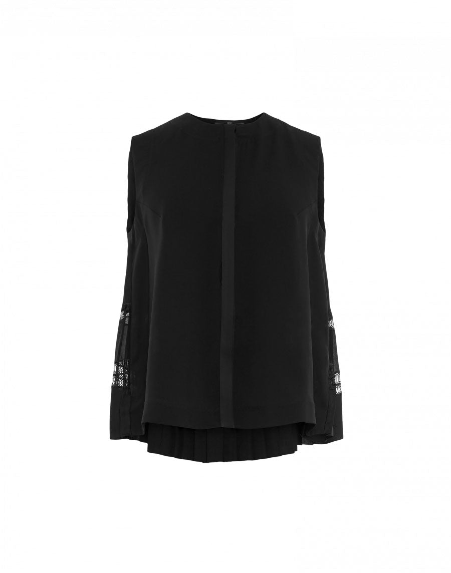 'Concertina' Black Sleeveless Shirt - Jessimara