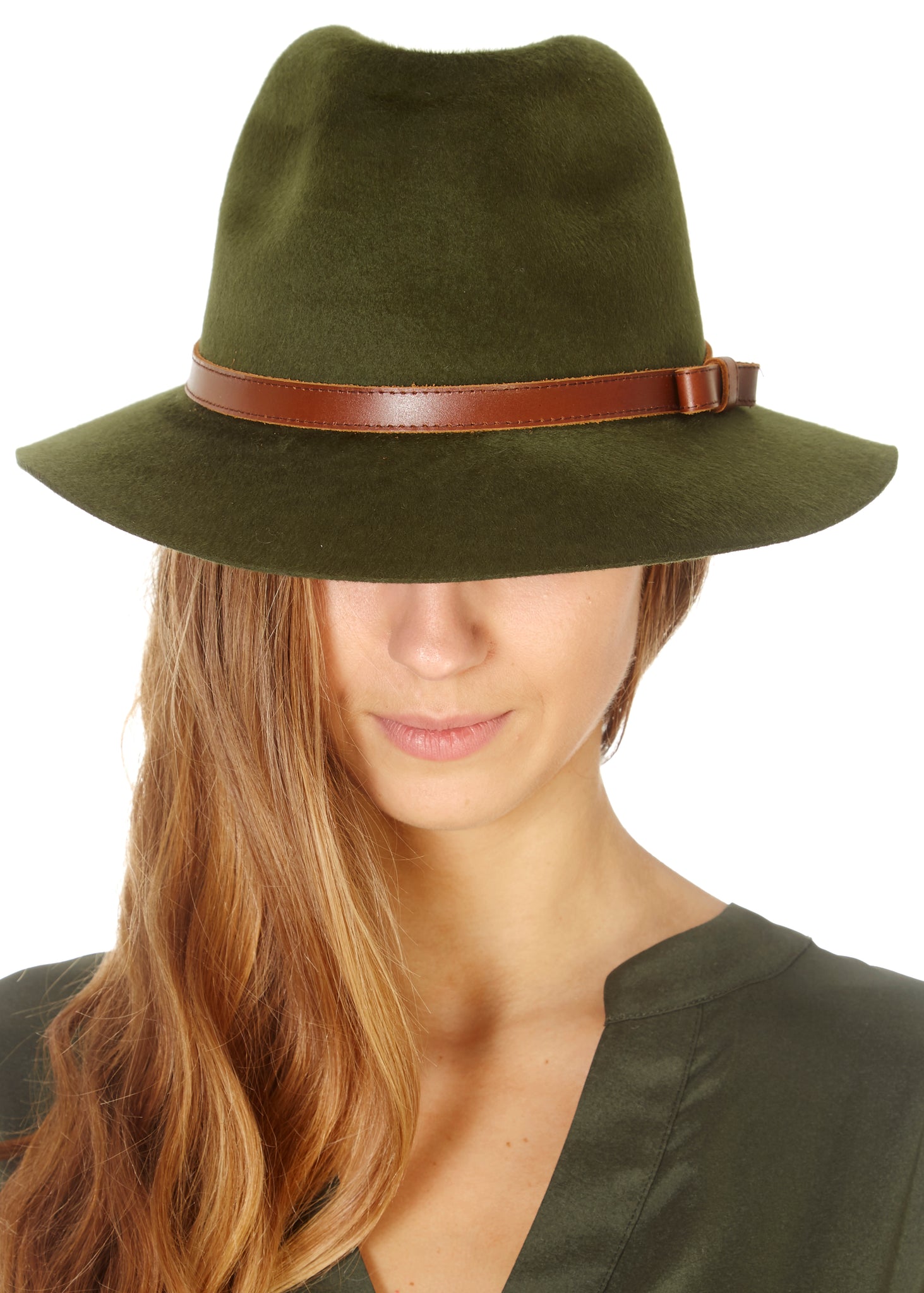 Khaki Green Trilby Hat - Jessimara