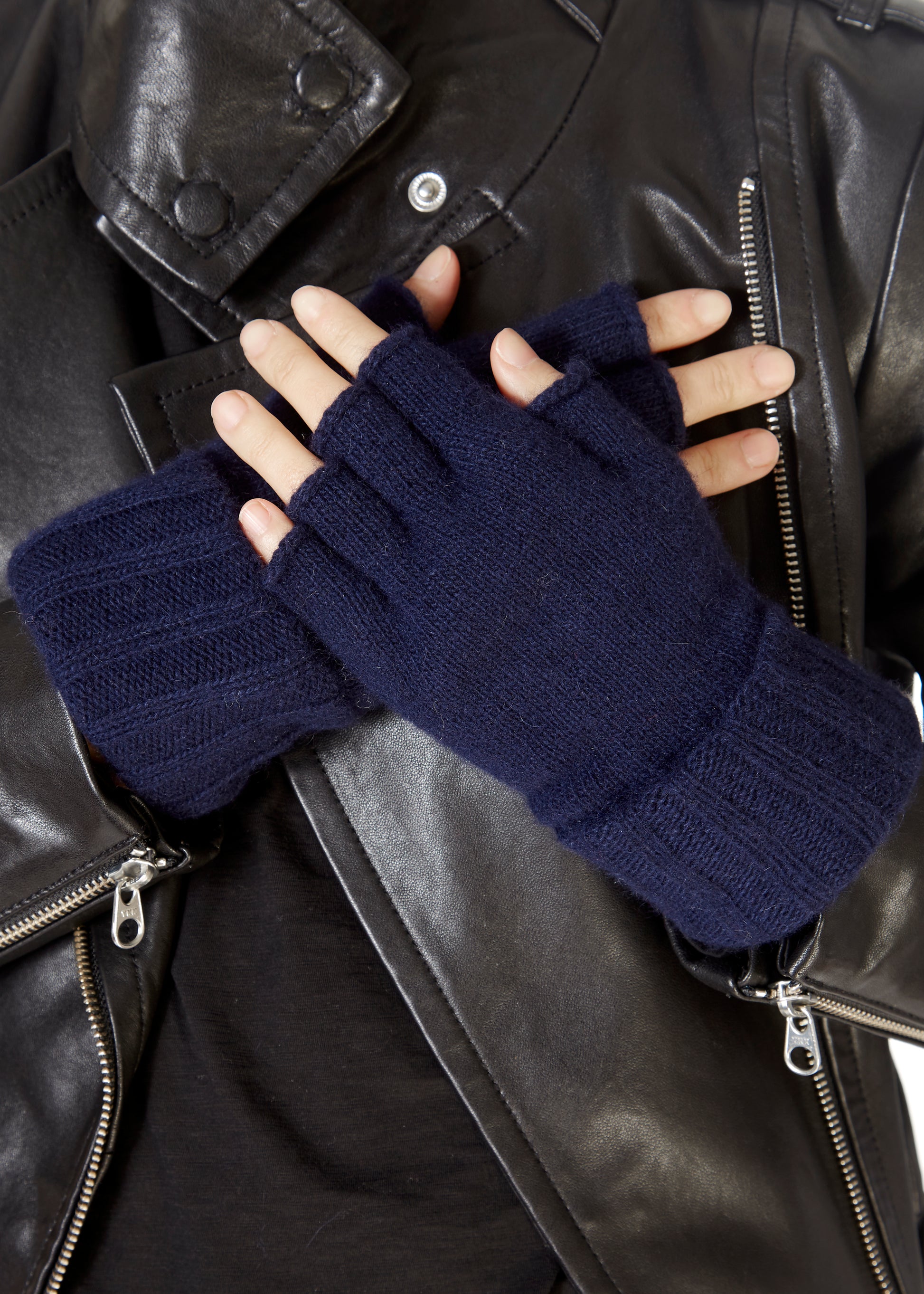 Navy Fingerless Gloves - Jessimara