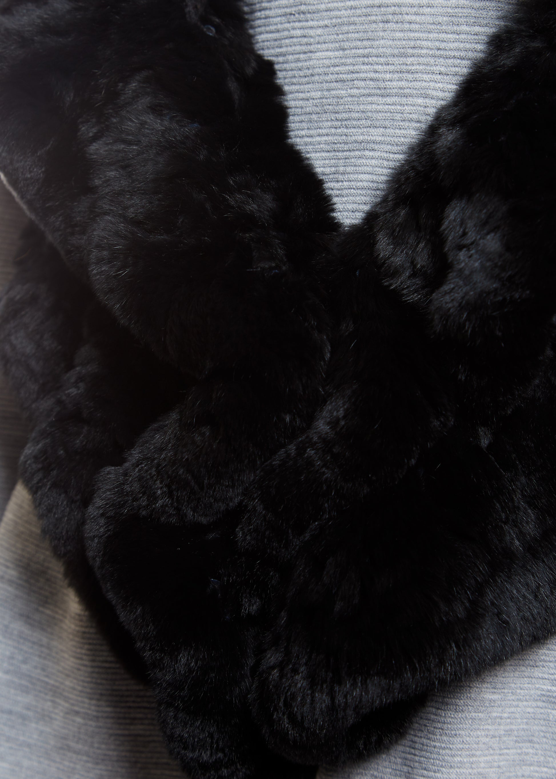 Knitted Rabbit Black Wrap With Hook And Eye Closures - Jessimara