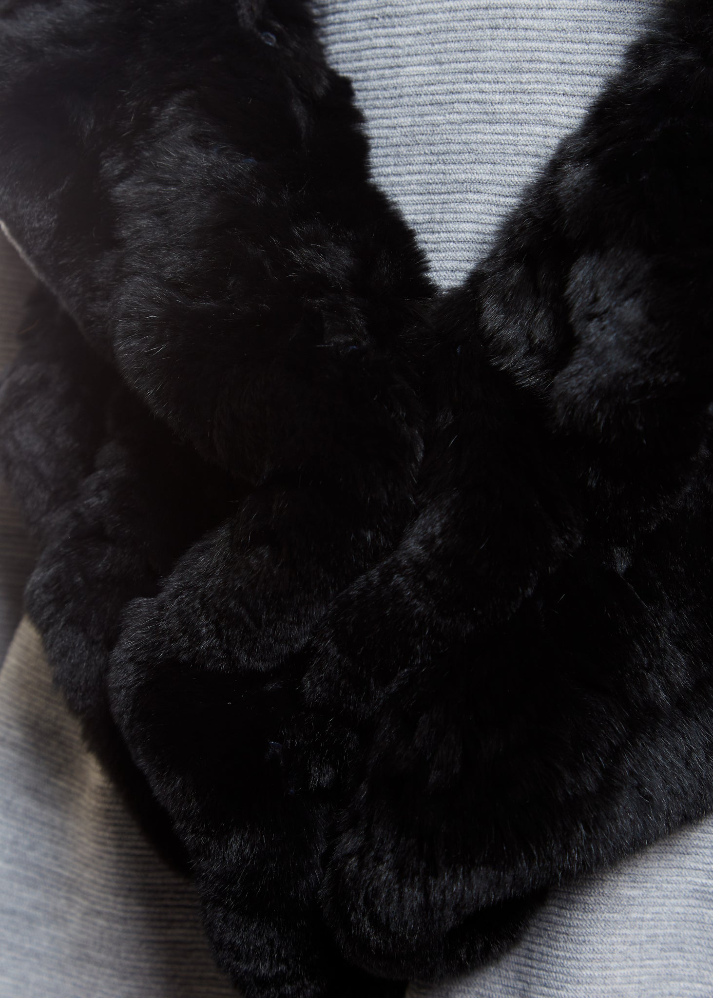 Knitted Rabbit Black Wrap With Hook And Eye Closures - Jessimara