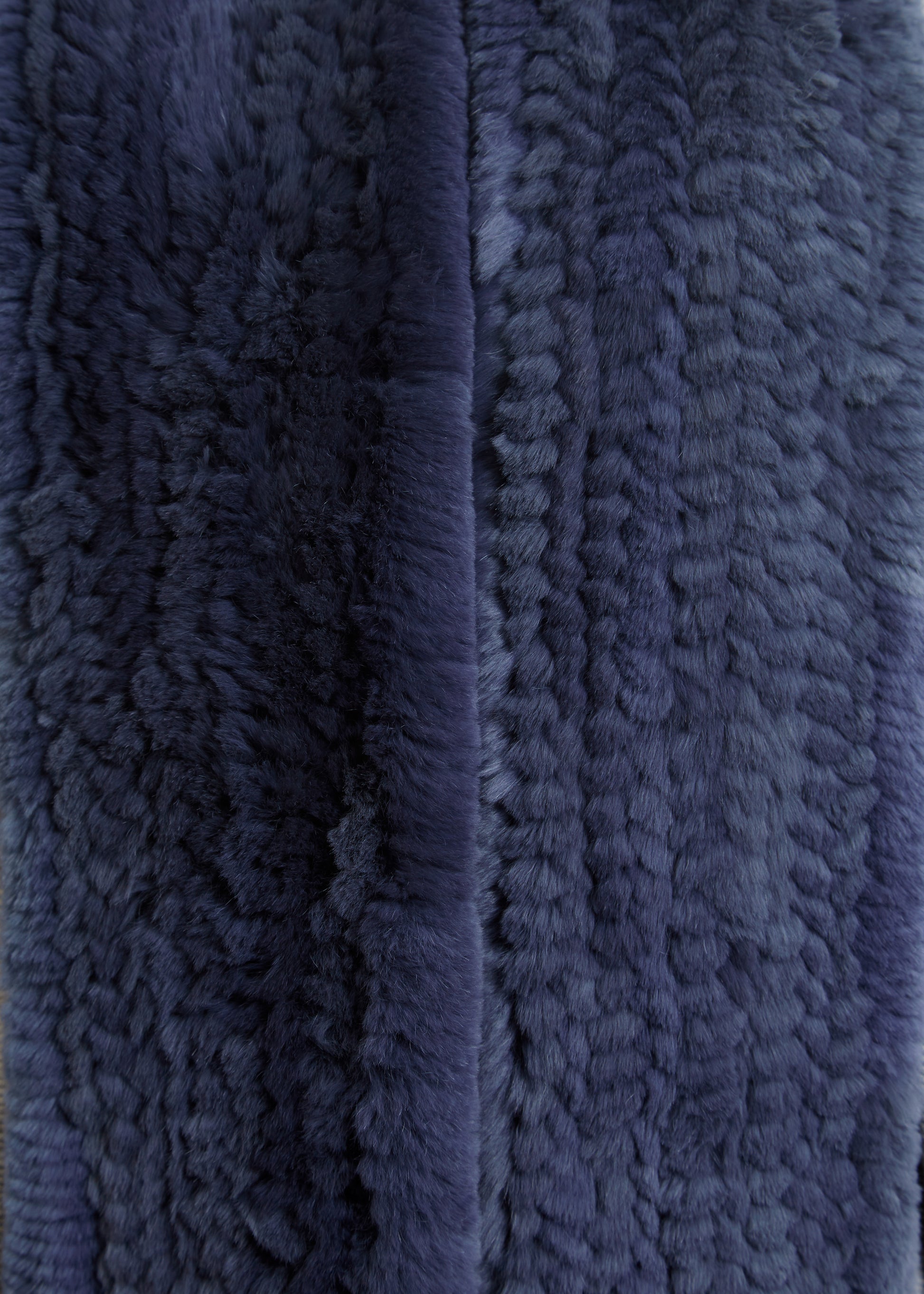 Dark Denim Blue Open Real Rex Rabbit Fur Scarf - Jessimara