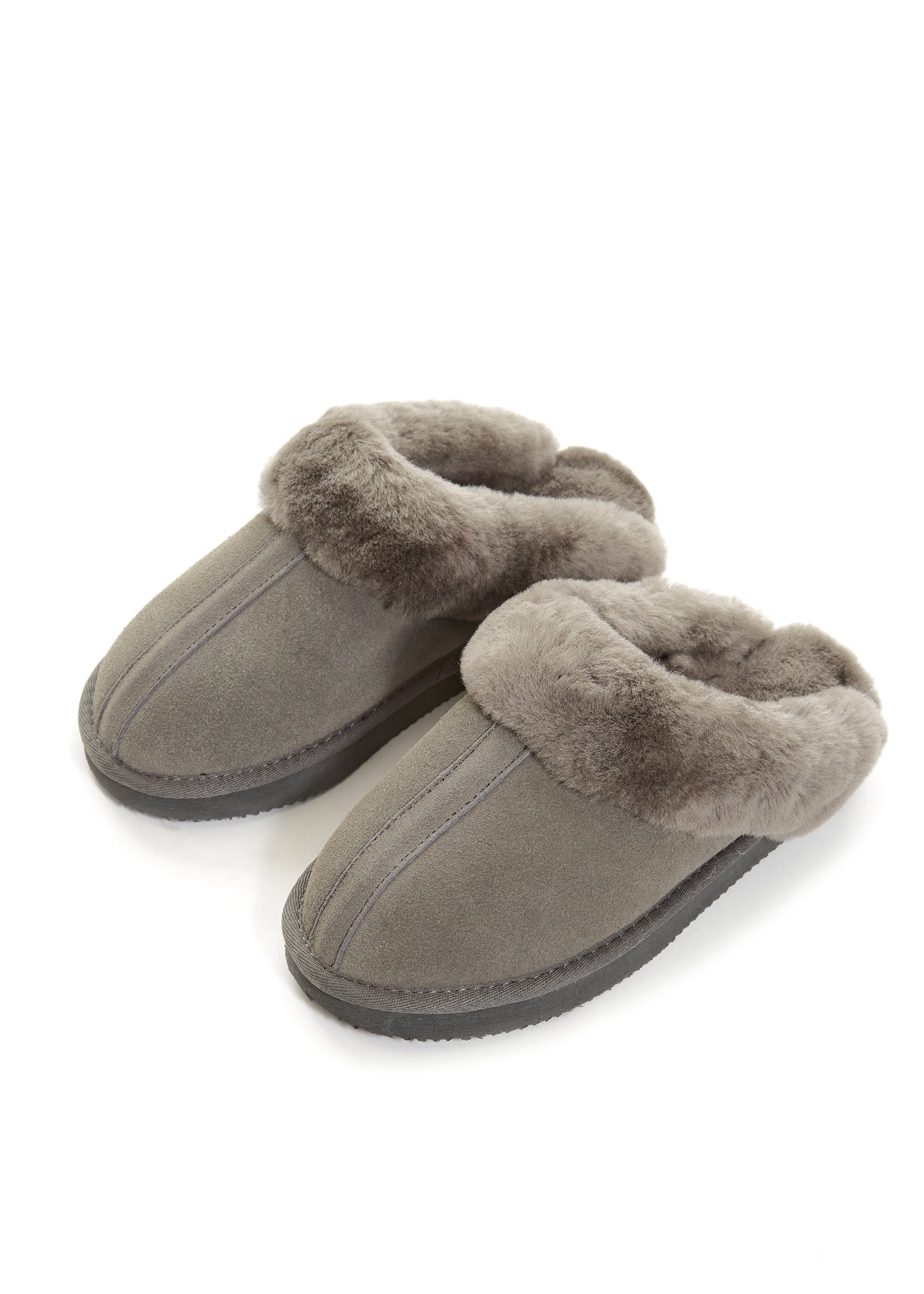 Grey Luxury Sheepskin Wedge Slippers - Jessimara