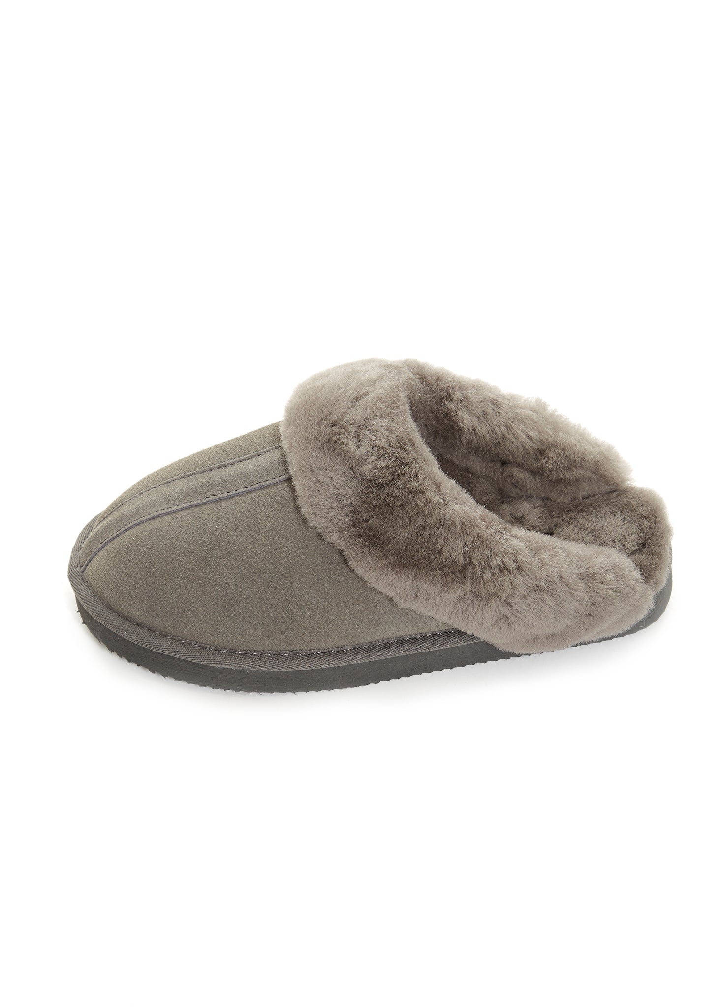 Grey Luxury Sheepskin Wedge Slippers - Jessimara