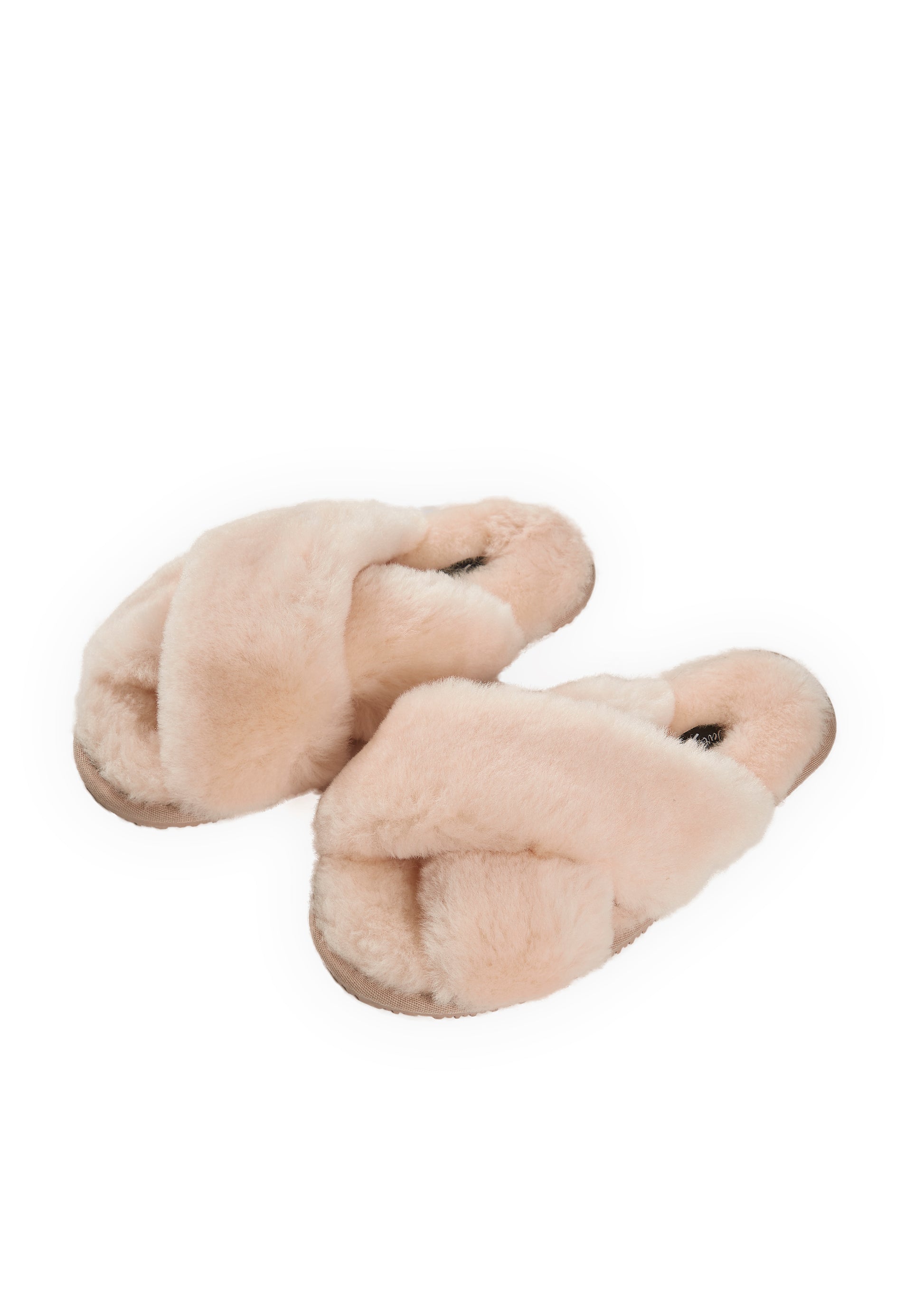 Cream Criss Cross Luxury Sheepskin Slippers - Jessimara