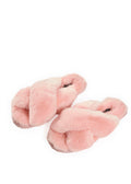 Baby Pink Criss Cross Luxury Sheepskin Slippers - Jessimara