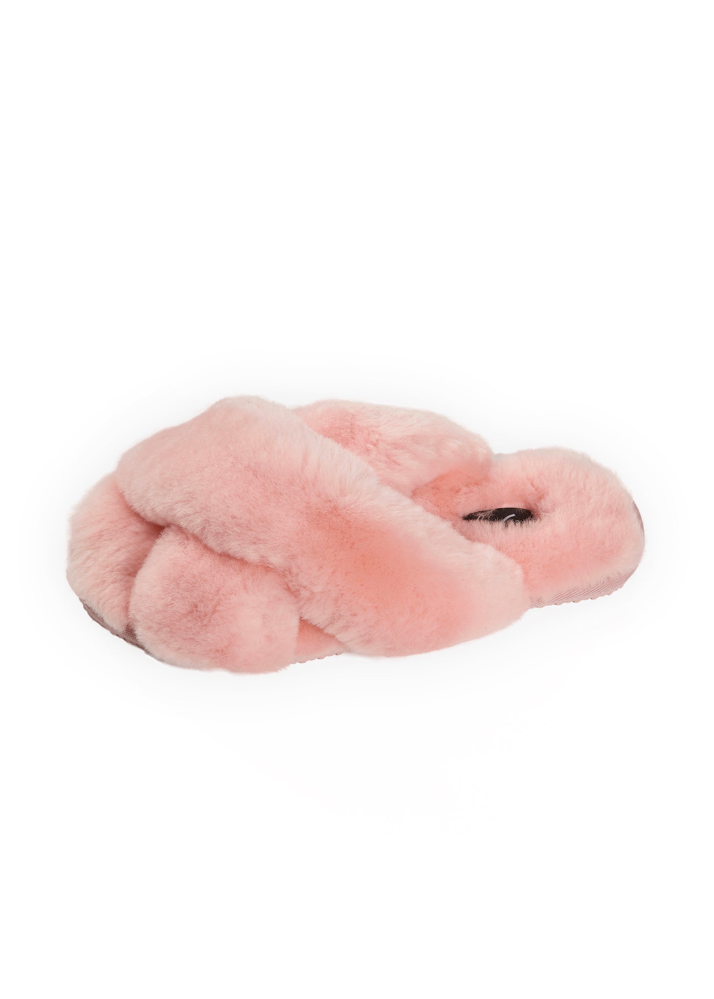 Baby Pink Criss Cross Luxury Sheepskin Slippers - Jessimara