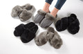 Dark Grey Sheepskin Deep Slippers Sliders - Jessimara