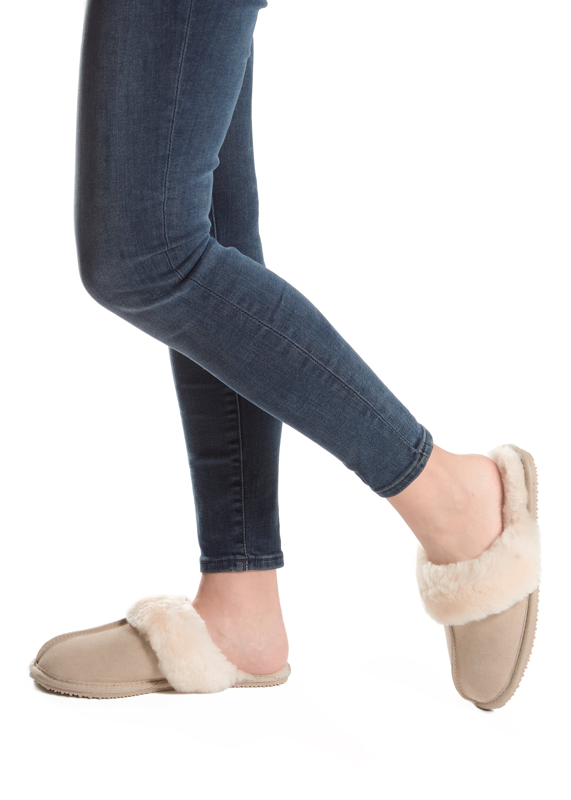 'Classic' Beige Luxury Sheepskin Slipper - Jessimara