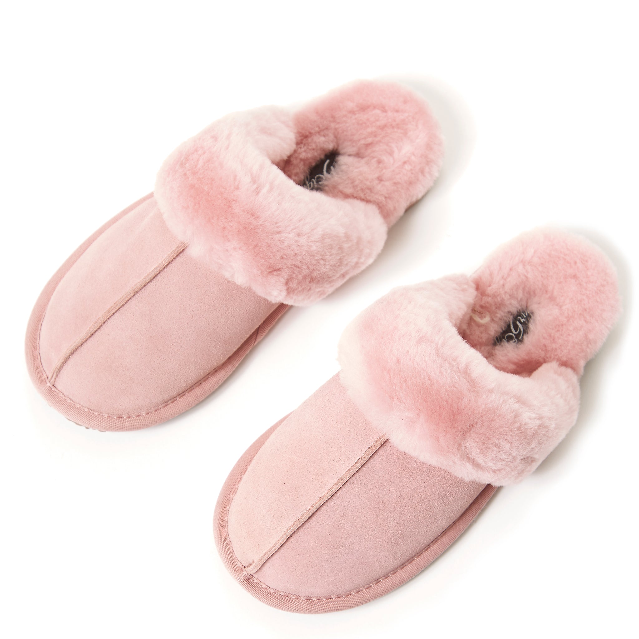 'Classic' Baby Pink Thin Sheepskin Slippers - Jessimara