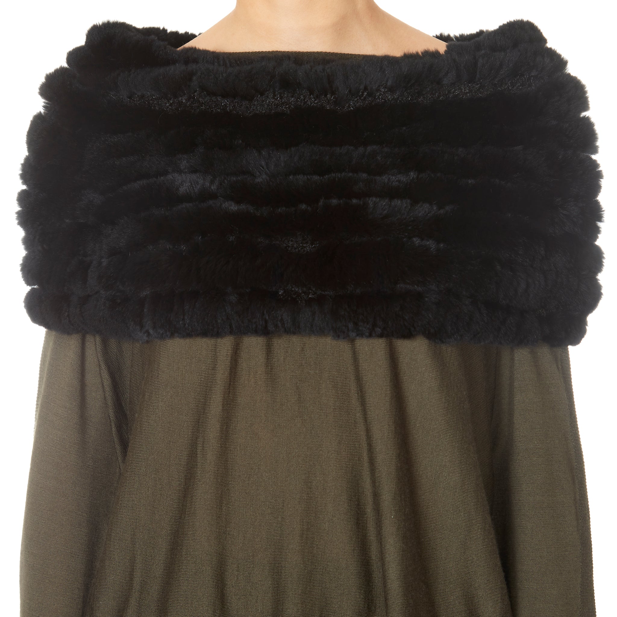 Fur5eight Real Rex Rabbit Fur Shoulder Snood Black