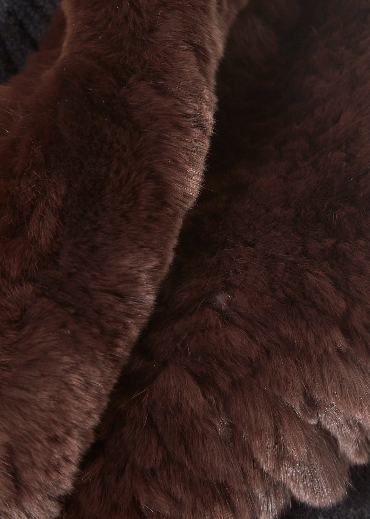 Fur5eight Real Rex Rabbit Fur Twisted Snood Dark Brown
