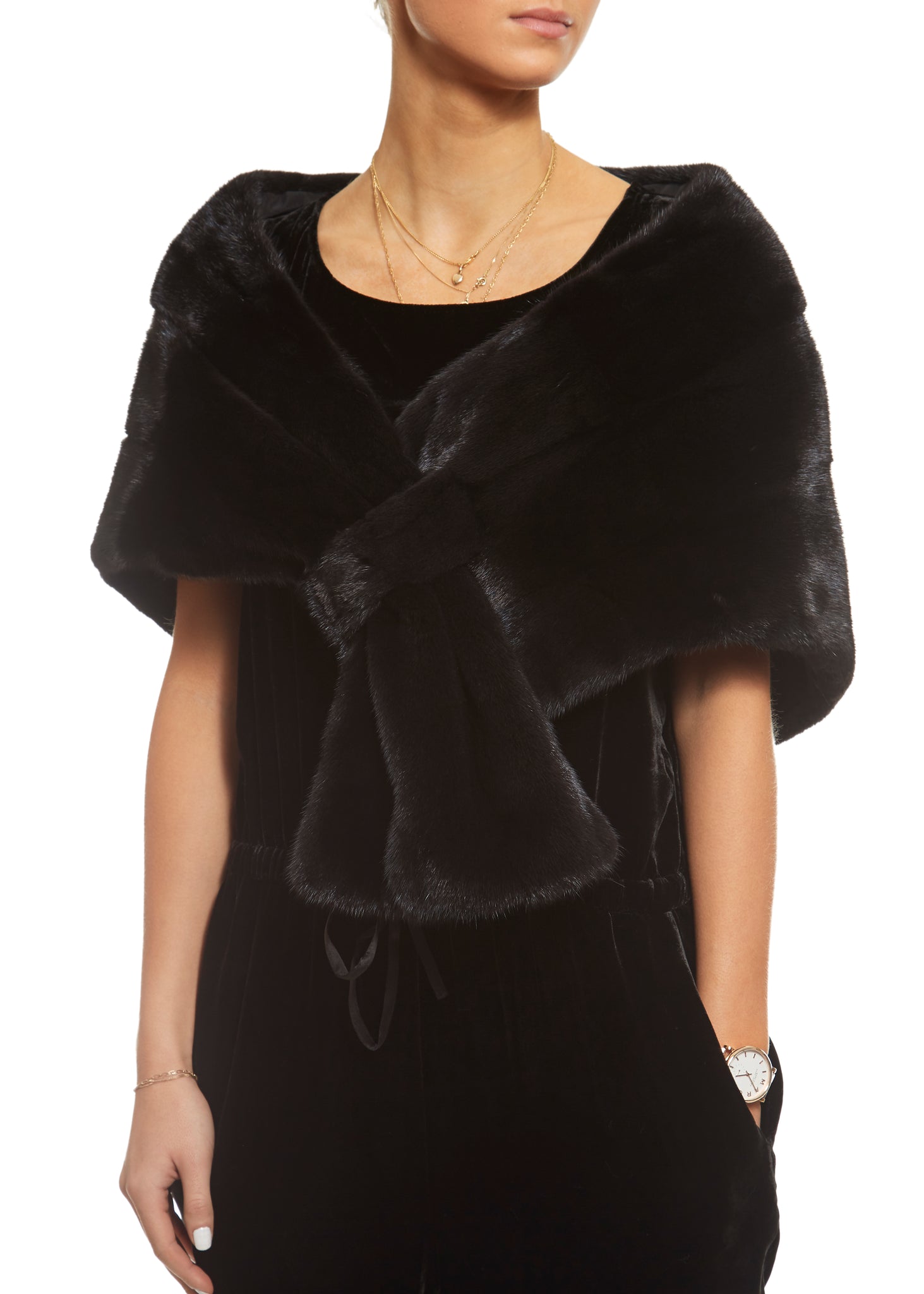 Black Mink Loop Through Evening Wrap - Jessimara