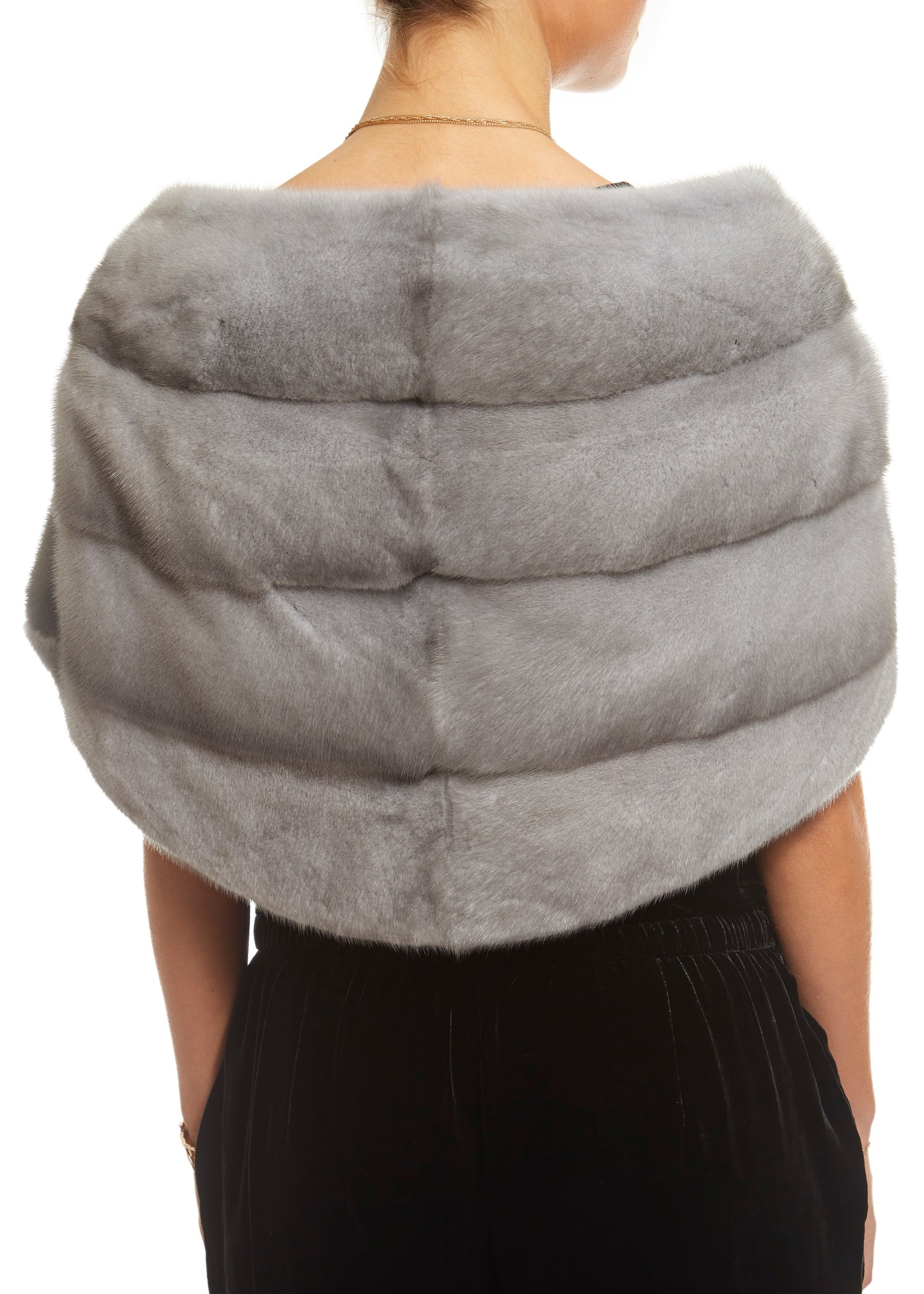 Sapphire Grey Mink Knit Loop Through Evening Wrap - Jessimara