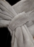 Sapphire Grey Mink Knit Loop Through Evening Wrap - Jessimara