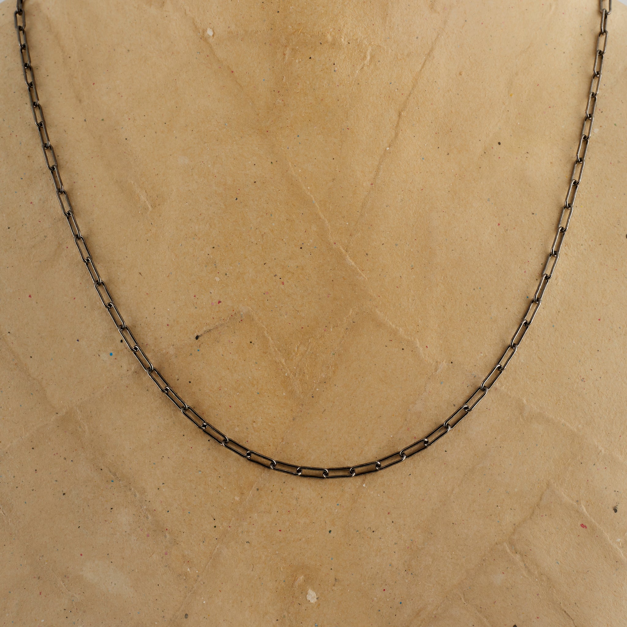 Black Rectangular Belcher Chain Necklace - Jessimara