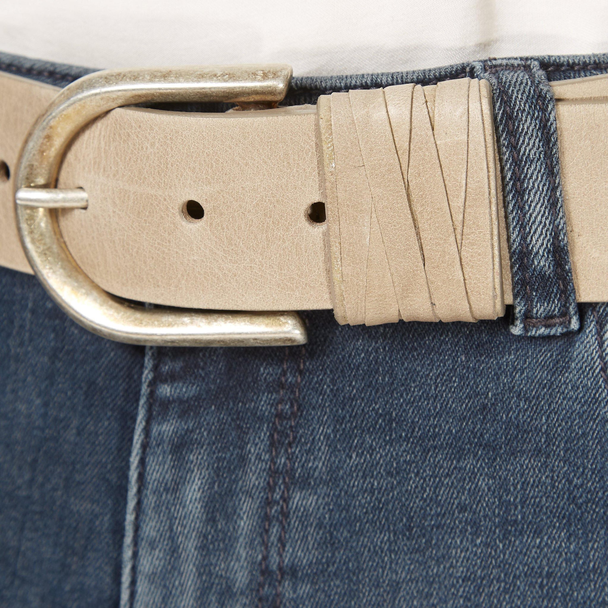 'Olivia' Taupe Belt With Silver Buckle - Jessimara