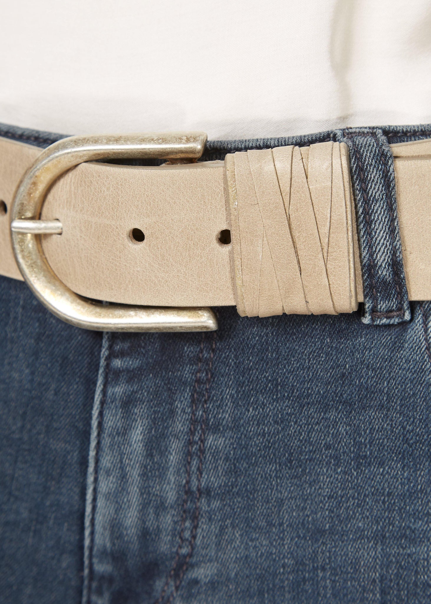 'Olivia' Taupe Belt With Silver Buckle - Jessimara
