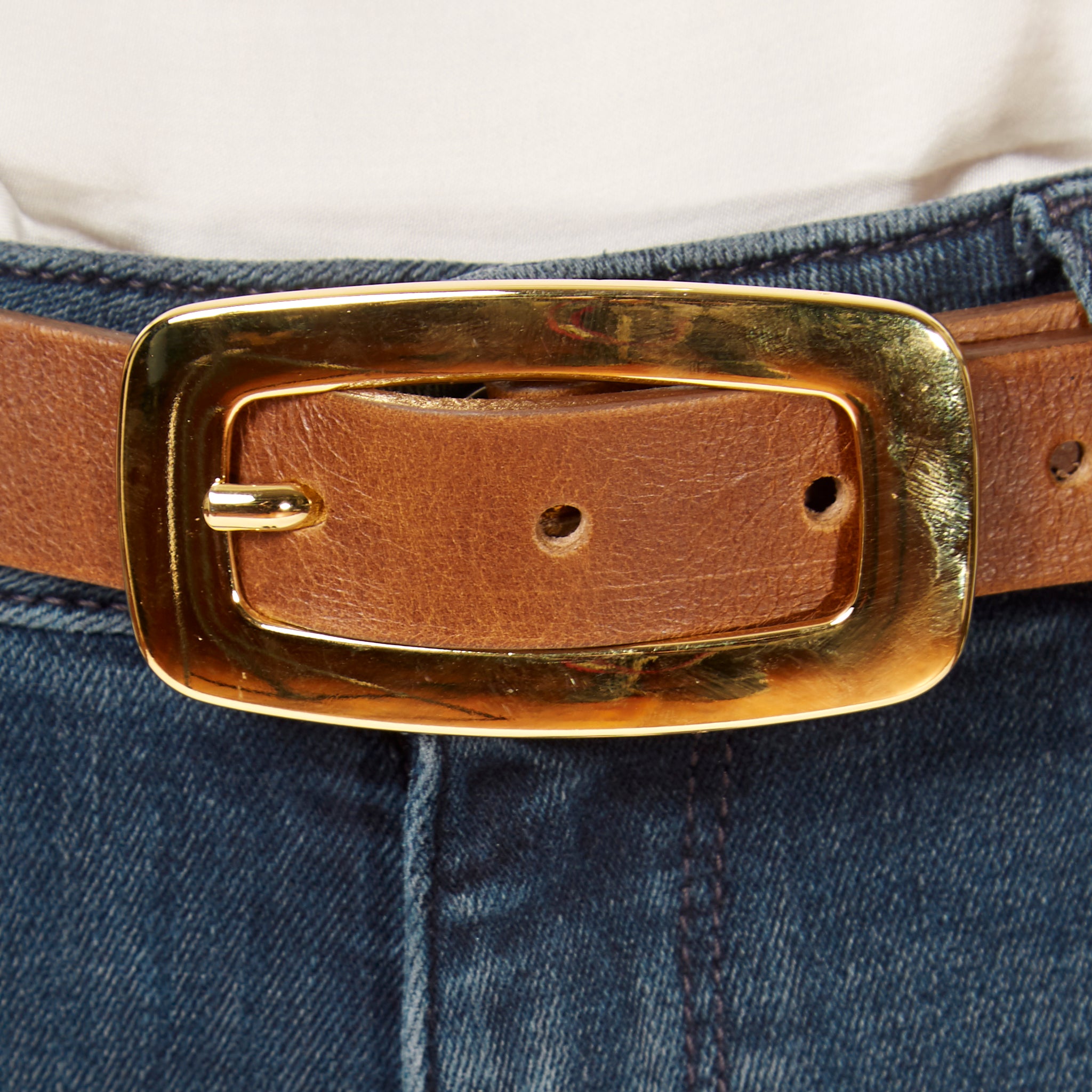 'Lyra' Cogna Brown Belt With Gold Buckle - Jessimara