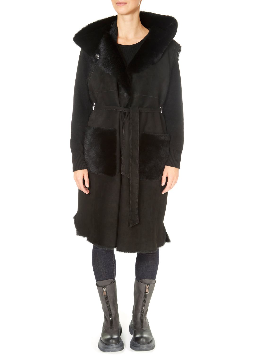 Suprema 'Black Reversible Sheepskin Gilet' - Jessimara