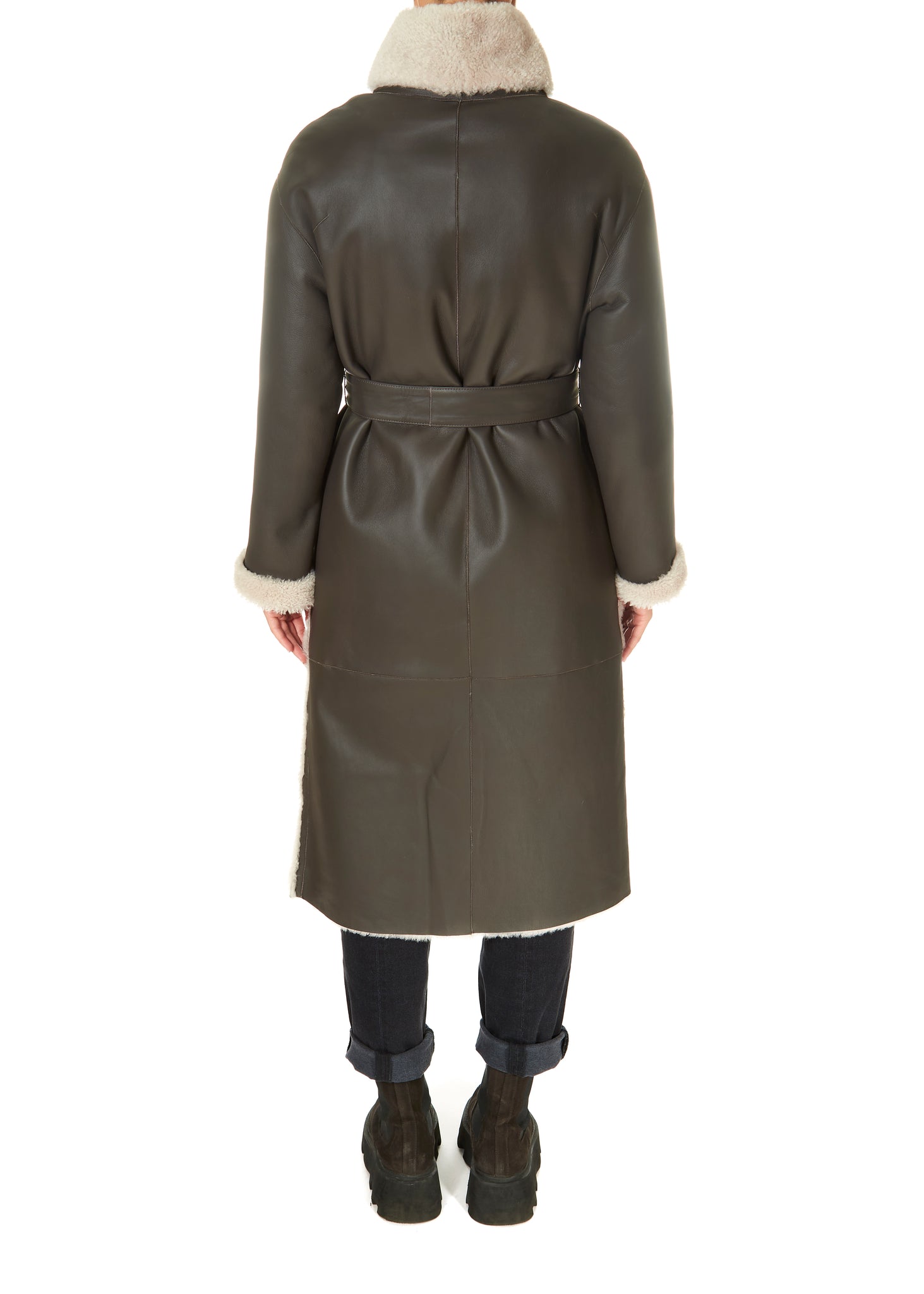 Suprema Chocolate Brown Reversible Shearling Coat