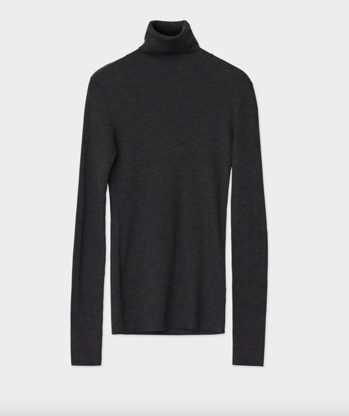Sierra Merino Black Ribbed Polo Neck