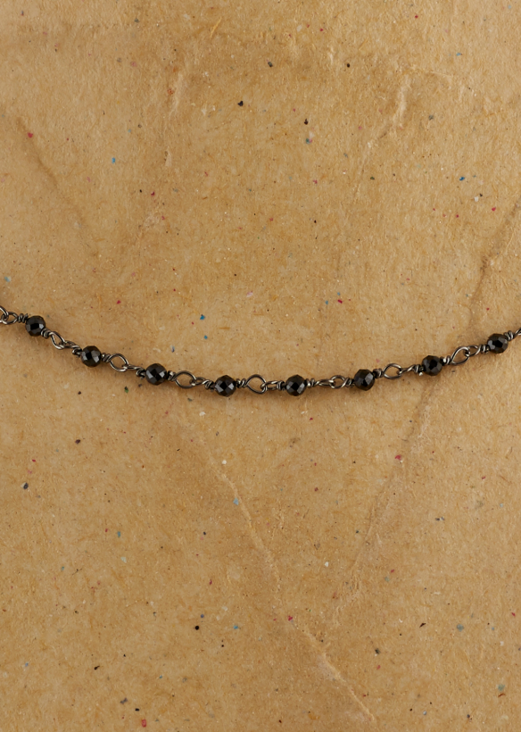 Pyrite Black Spinal Rosary Stone Necklace - Jessimara