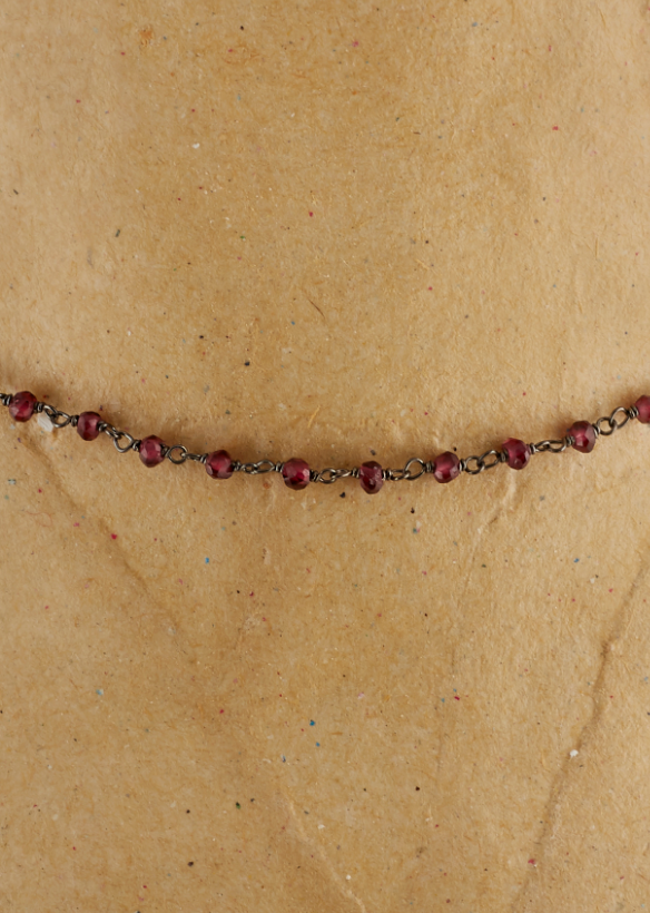 Red Garnet Rosary Stone Necklace - Jessimara