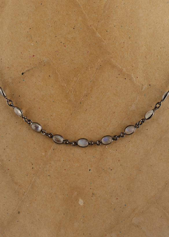 Small Round White Moon Stone Necklace - Jessimara