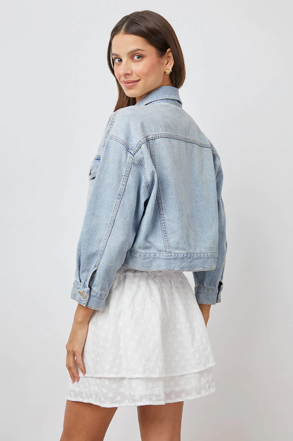 Mulholland Faded Blue Distress Denim Jacket