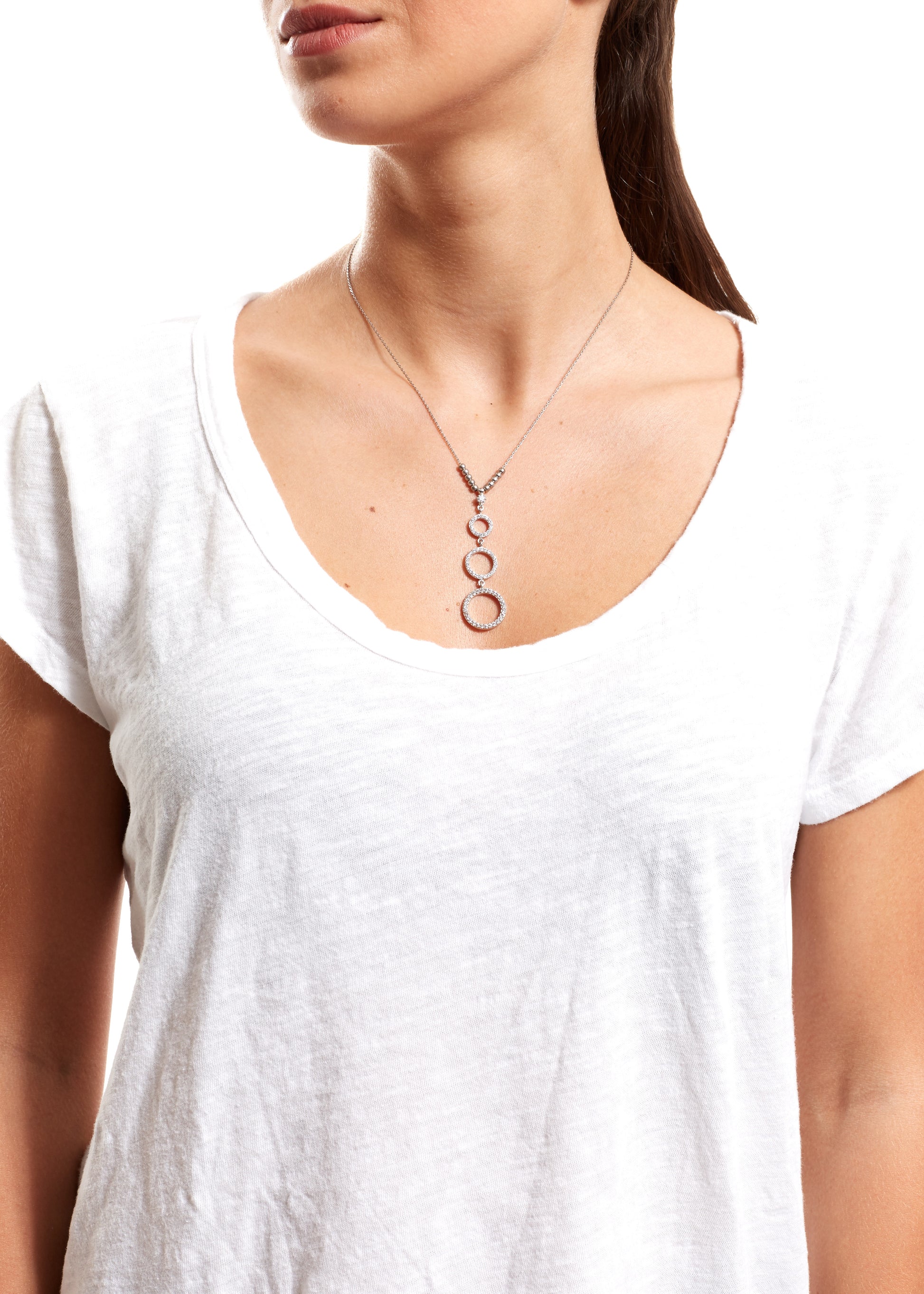 Jessimara Triple 'O' Silver Diamante Necklace - Jessimara