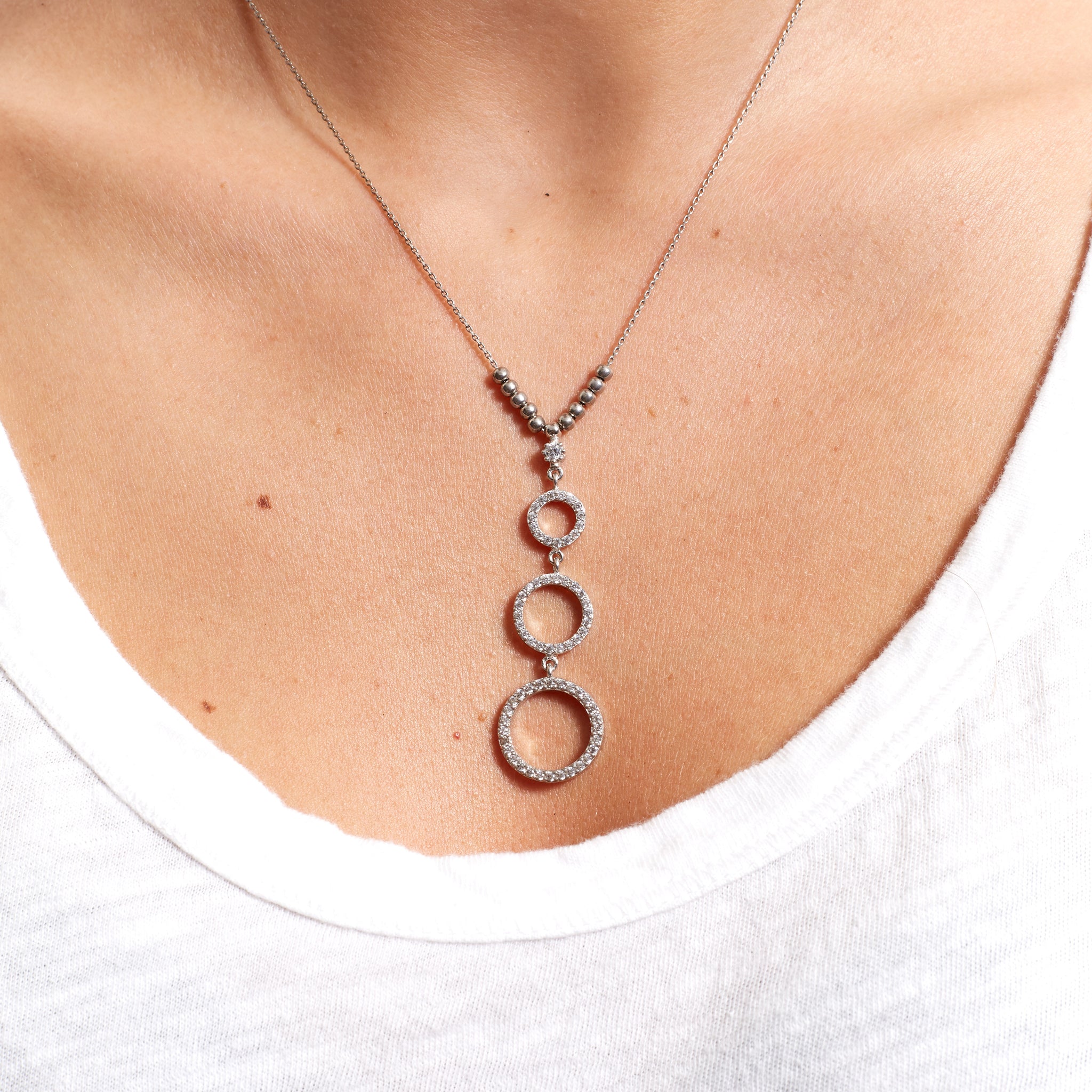 Jessimara Triple 'O' Silver Diamante Necklace - Jessimara