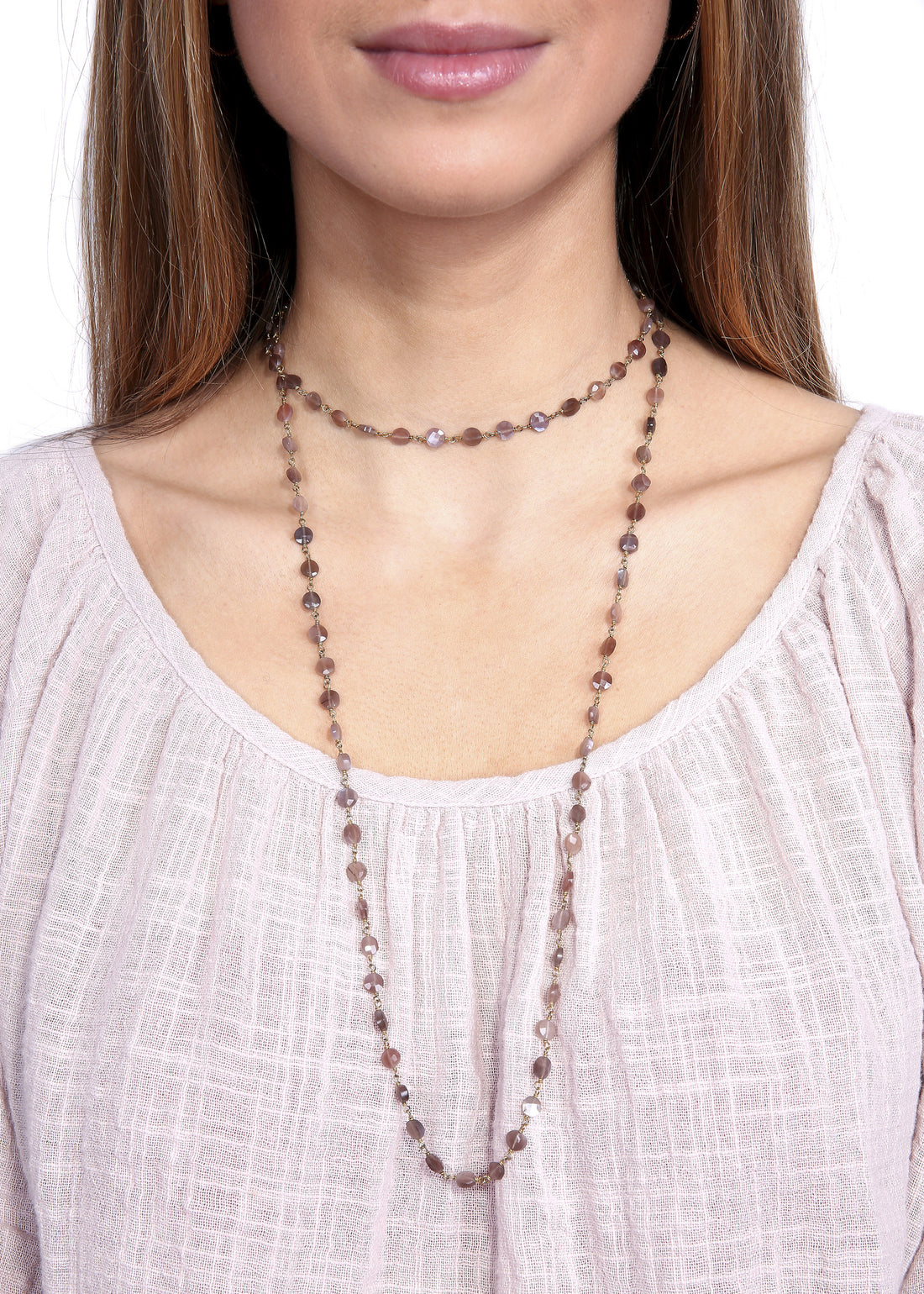 Ela Rae 'Diana' Brown Moonstone Chain Necklace - Jessimara